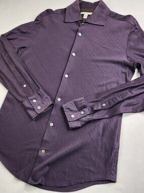 Banana Republic Men's S 14 Purple  Slim Fit Non-Iron Dress Shirt Button Up Light